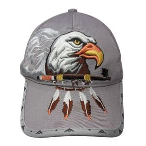 American Eagle Native Pride Baseball Cap Gray OS Adjustable Embroidered CTS